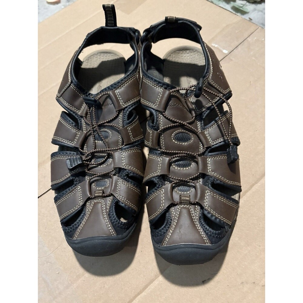 Eddie Bauer Stewart Men's Brown and Black Colored Fisherman Style Sandals 11